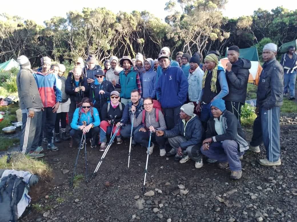 The JIPE TREKKING & SAFARI team of guides, porters, and crew